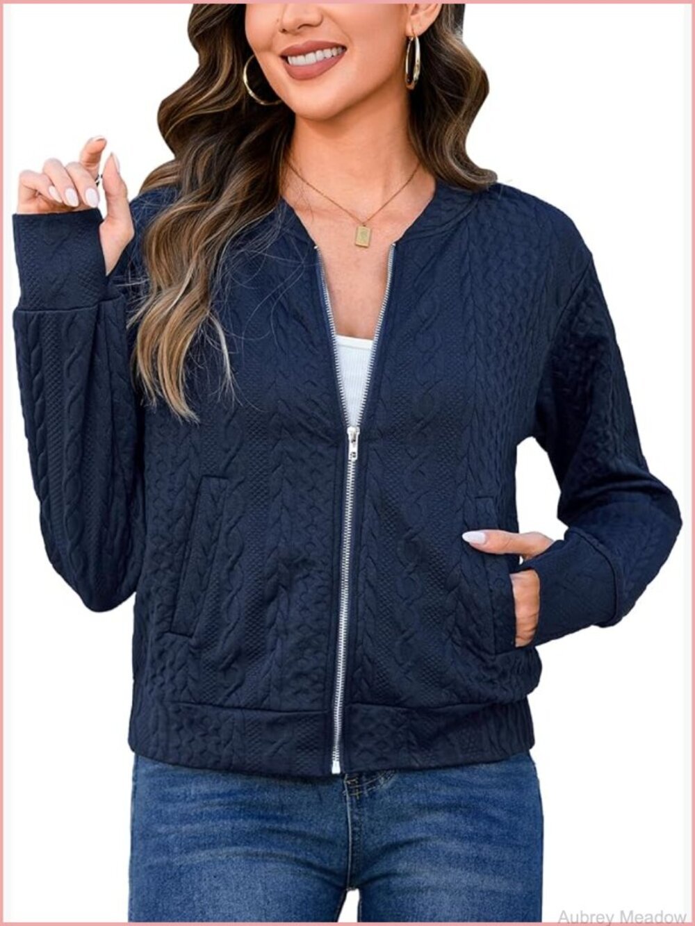 Zip Up Cardigan Jacket Casual Bomber Long Sleeve Lightweight Coat